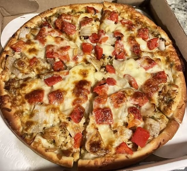 Chicken Pesto Pizza.